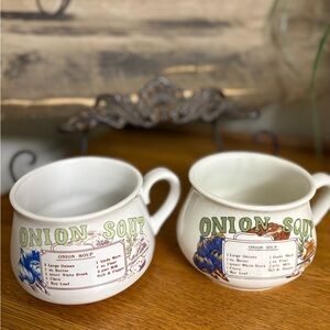 2 Vintage Onion Soup Recipe Bowls/Mugs